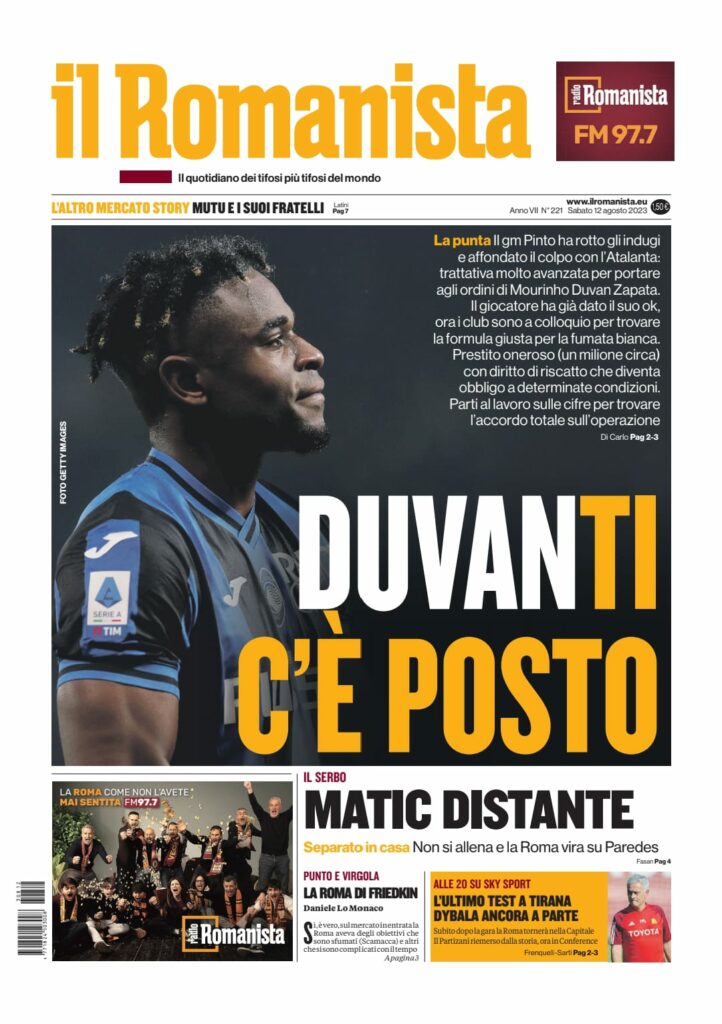 Il gm Pinto ha rotto gli indugi e affondato il colpo con l’Atalanta: trattativa molto avanzata per portare agli ordini di Mourinho Duvan Zapata. Il giocatore ha già dato il suo ok, ora i club sono a colloquio per trovare la formula giusta per la fumata bianca. Prestito oneroso (un milione circa) con diritto di riscatto che diventa obbligo a determinate condizioni. Parti al lavoro sulle cifre per trovare l’accordo totale sull’operazione (